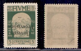 Occupazioni I Guerra Mondiale - Fiume - 1921 - 5 Cent Governo Provvisorio (149a) Con Soprastampa Capovolta - Gomma Integ - Autres & Non Classés