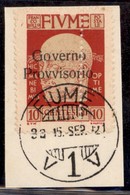 Occupazioni I Guerra Mondiale - Fiume - 1921 - 10 Cent Governo Provvisorio (150 Varietà Z) Usato Su Frammento - Doppia D - Autres & Non Classés