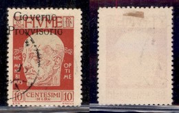 Occupazioni I Guerra Mondiale - Fiume - 1921 - 10 Cent Governo Provvisorio (150 - Varietà) Usato - Soprastampa In Alto A - Altri & Non Classificati