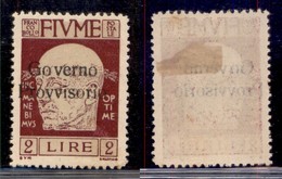 Occupazioni I Guerra Mondiale - Fiume - 1921 - 2 Lire Governo Provvisorio (160) - Gomma Originalea - Otros & Sin Clasificación