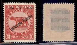 Occupazioni I Guerra Mondiale - Fiume - 1921 - 10 Cent Costituente (165 - Varietà) - C Spostato - Gomma Originale - Non  - Other & Unclassified