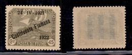 Occupazioni I Guerra Mondiale - Fiume - 1922 - 45 Cent Costituente (183) - Gomma Integra - Other & Unclassified