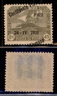 Occupazioni I Guerra Mondiale - Fiume - 1922 - 45 Cent Costituente (183Ka) - Soprastampa Spostata A Cavallo - Gomma Inte - Autres & Non Classés