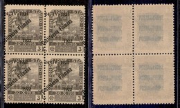 Occupazioni I Guerra Mondiale - Fiume - 1922 - L Su 3 Corone Costituente (188k Varietà) In Quartina - Soprastampa Sposta - Autres & Non Classés