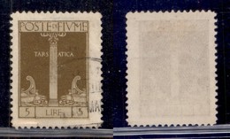 Occupazioni I Guerra Mondiale - Fiume - 1923 - 5 Lire San Vito (201) Usato (65) - Autres & Non Classés