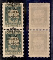 Occupazioni I Guerra Mondiale - Fiume - 1924 - 5 Cent Regno D'Italia (202i) - Coppia Verticale Con Soprastampa A Cavallo - Other & Unclassified