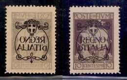 Occupazioni I Guerra Mondiale - Fiume - 1924 - 10 Cent Regno D'Italia (203p) Con Decalco - Gomma Integra (22) - Other & Unclassified