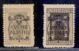 Occupazioni I Guerra Mondiale - Fiume - 1924 - 25 Cent Regno D'Italia (206 Varietà P) Con Soprastampa Spostata + Decalco - Otros & Sin Clasificación