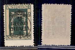 Occupazioni I Guerra Mondiale - Fiume - 1924 - 30 Cent Regno D'Italia (207 Varietà) - Formato Diverso - Gomma Originale - Other & Unclassified