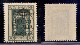 Occupazioni I Guerra Mondiale - Fiume - 1924 - 30 Cent Regno D'Italia (207 Varietà) - Formato Diverso - Gomma Originale - Other & Unclassified