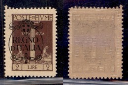 Occupazioni I Guerra Mondiale - Fiume - 1924 - 2 Lire Regno D'Italia (211 Varietà) Con Soprastampa A Sinistra - Gomma In - Other & Unclassified