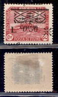 Occupazioni I Guerra Mondiale - Fiume - 1921 - Segnatasse 0,50 Su 60 Cent (22-varietà Mb) - Segnatasse A Cavallo - Gomma - Autres & Non Classés