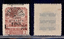 Occupazioni I Guerra Mondiale - Fiume - 1921 - Segnatasse 1 Lira Su 2 Corone (24mb) - Segnatasse A Cavallo - Gomma Origi - Autres & Non Classés