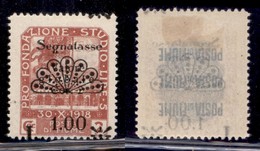 Occupazioni I Guerra Mondiale - Fiume - 1921 - Segnatasse 1 Lira Su 2 Corone (24oa) Soprastampa In Basso - Gomma Origina - Autres & Non Classés