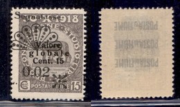 Occupazioni I Guerra Mondiale - Fiume - 1921 - Segnatase - 0,02 Su 15 Cent (25s/sa) - L A Cavallo - Gomma Integra - Autres & Non Classés