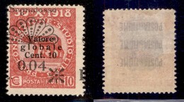 Occupazioni I Guerra Mondiale - Fiume - 1921 - Segnatasse - L 0,04 Su 10 Cent (26s) Con Soprastampa A Sinistra (L A Cava - Other & Unclassified