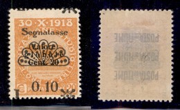 Occupazioni I Guerra Mondiale - Fiume - 1921 - Segnatasse - L 0.10 Su 20 Cent (29 Varietà Pb) Con Soprastampa In Basso ( - Autres & Non Classés