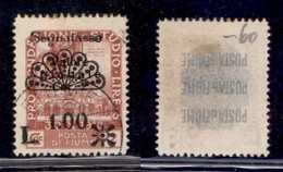 Occupazioni I Guerra Mondiale - Fiume - 1921 - Segnatasse - 1 Lira Su 2 Cent (35) Usato (100) - Other & Unclassified