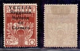 Occupazioni I Guerra Mondiale - Veglia - 1920 - 10 Cent (6) - Gomma Originale (55) - Autres & Non Classés