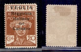 Occupazioni I Guerra Mondiale - Veglia - 1920 - 20 Cent (7) - Gomma Originale (110) - Other & Unclassified