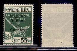 Occupazioni I Guerra Mondiale - Veglia - 1920 - 55 Su 5 Cent (10) - Gomma Integra - Foro Di Spillo (180) - Autres & Non Classés