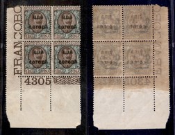 Occupazioni I Guerra Mondiale - Dalmazia - 1919 - Una Corona Su 1 Lira Floreale (1x3+1d) - Quartina Angolare - Pezzo In  - Other & Unclassified