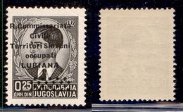 Occupazioni II Guerra Mondiale - Lubiana - 1941 - 0,25 Din (18r) - Soprastampa Spostata A Sinistra - Gomma Integra - Other & Unclassified