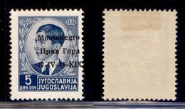 Occupazioni II Guerra Mondiale - Montenegro - 1941 - 5 Din (7 Varietà Ib) Con Soprastampa A Destra - Gomma Originale - N - Autres & Non Classés