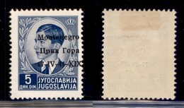 Occupazioni II Guerra Mondiale - Montenegro - 1941 - 5 Din (7 Varietà Ib) Con Soprastampa A Destra - Gomma Originale - N - Andere & Zonder Classificatie