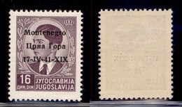 Occupazioni II Guerra Mondiale - Montenegro - 1941 - 16 Din (12) - Gomma Integra (30) - Other & Unclassified