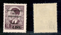 Occupazioni II Guerra Mondiale - Montenegro - 1942 - 16 Lire Su Din (48) - Gomma Originale (40) - Autres & Non Classés