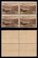 Occupazioni II Guerra Mondiale - Montenegro - 1943 - 50 Cent (26-Aerea) - Quartina - Gomma Integra (80+) - Autres & Non Classés