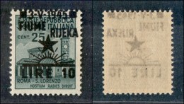 Occupazioni II Guerra Mondiale - Occupazione Jugoslava - Fiume - 1945 - 10 Lire Su 25 Cent (18-varietà) Con Soprastampa  - Autres & Non Classés