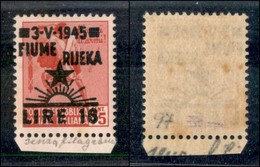Occupazioni II Guerra Mondiale - Occupazione Jugoslava - Fiume - 1945 - 16 Lire Su 75 Cent (21) - Gomma Originale - Liev - Autres & Non Classés