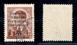 Occupazioni Straniere Di Territori Italiani - Occupazione Tedesca - Montenegro - 1943 - 1 Lira Su 3 Din (2) Usato (90) - Autres & Non Classés