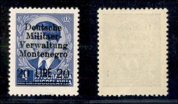 Occupazioni Straniere Di Territori Italiani - Occupazione Tedesca - Montenegro - 1943 - 20 Lire Su 4 Din (9) - Gomma Ori - Other & Unclassified