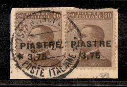 Uffici Postali All'Estero - Levante - Costantinopoli - 1922 - 3,75 Piastre Su 40 Cent Michetti (51) - Coppia Orizzontale - Altri & Non Classificati