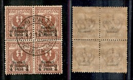Uffici Postali All'Estero - Levante - Scutari D'Albania - 1915 - Quartina 4 Para Su 2 Cent (9) Annullata 12.1.1916 - Usa - Other & Unclassified