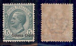 Colonie - Eritrea - 1908 - 5 Cent Leoni (31 Varietà) Con Soprastampa Obliqua (a Eritre) - Gomma Integra - Non Catalogato - Other & Unclassified