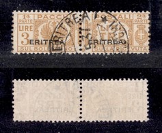 Colonie - Eritrea - 1927/1937 - 3 Lire Pacchi Postali Soprastampato (29) - Usato (60) - Andere & Zonder Classificatie