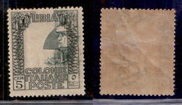 Colonie - Libia - 1921 - 5 Cent Pittorica (23g) Con Centro Molto Spostato A Destra - Gomma Originale - Otros & Sin Clasificación