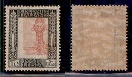 Colonie - Libia - 1921 - 10 Cent Pittorica (24g) Con Centro Spostato A Destra E In Alto - Gomma Originale (90) - Other & Unclassified