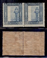 Colonie - Libia - 1921 - 25 Cent Pittorica (26g) - Coppia Con Centri Spostati - Gomma Integra - Otros & Sin Clasificación