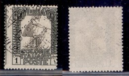 Colonie - Libia - 1924 - 1 Cent Pittorica (44) Usato - Dentellatura Verticale Spostata - Autres & Non Classés