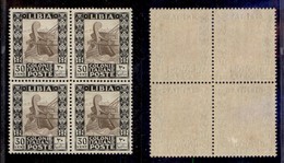 Colonie - Libia - 1924 - 30 Cent Pittorica (50i-carta Azzurrata) In Quartina - Gomma Integra (72) - Autres & Non Classés