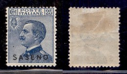 Colonie - Saseno - 1923 - 25 Cent (4) - Gomma Originale (80) - Otros & Sin Clasificación