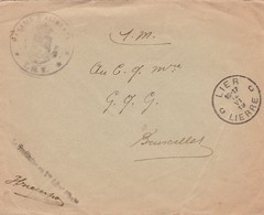 Brief In SM LIER 1919 Naar Brussel Met "Magasin D'Alimentation * T.N.M." - Esercito Belga