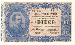 10 LIRE BIGLIETTO DI STATO EFFIGE UMBERTO I 10/04/1915 SUP - Sonstige