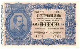 10 LIRE BIGLIETTO DI STATO EFFIGE UMBERTO I 10/04/1915 SUP - Sonstige