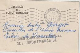 Lettre 1955 Oblit. RBV Versailles Assemblée Union Française Avec Entete + Griffe Questeurs - 1921-1960: Moderne